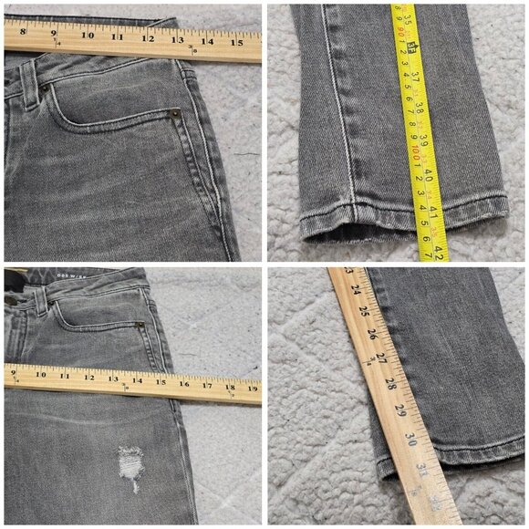 Saint Laurent Womens Gray Distressed Denim Skinny Jeans D05 W/SK MW Size 28 - Picture 8 of 10